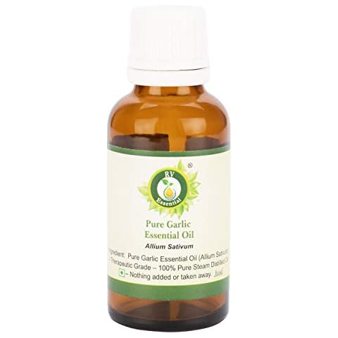 R V Essential Pure Garlic Essential Oil 10ml (0.338oz)- Allium Sativum (100% Pure and Natural Steam Distilled) Cover