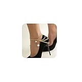 YUEKISEN Boho Gold Pearl Tassel Ankle Chains for Women Layered High Heel Anklet Shoes Chain for Nightclubs Party Foot Shoes Chain