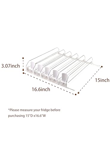 Image of Drink Organizer for Fridge Soda Can Holders Dispenser for Refrigerator Automatic Pusher Glide 6-20oz Beverage Storage 15''D x12.8''W 5 Rows