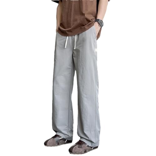 Men Ultra-Thin Ice Silk Quickly Dry Casual Pants Loose Elastic Waist Trousers