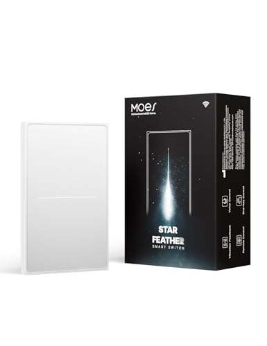 MOES Full Touch Smart Switch, ZigBee SF(Star Feather 2026 Version Wall Light Switch, Neutral Wire Required, Anti-Glare Panel,Work with Smart Life/Tuya App, Alexa and Google Home White 2 Gang