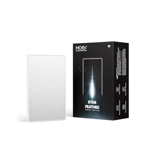MOES Full Touch Smart Switch, SF(Star Feather 2026 Version) Wall Light Switch, Neutral Wire Required, Anti-Glare Panel, 2.4GHz WiFi Work with Smart Life/Tuya App, Alexa and Google Home White
