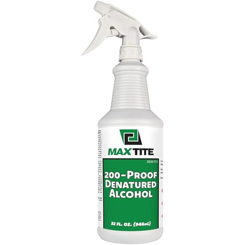 MAXTITE 200-Proof (100%) Denatured Alcohol with Heavy-Duty Sprayhead - 32 fl oz - for Industrial, DIY, or Professional Use - Solvent, Cleaner, Additive - Made in USA