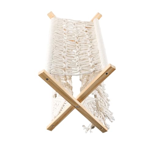Estante plegable de algodón tejido a mano con soporte de madera resistente 4