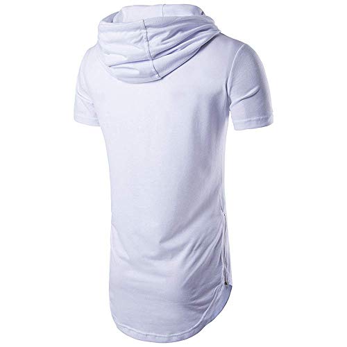 Men's Hipster Hip Hop Hoodies Shirts Fashion Short Sleeve Longline Pullover Athletic Sports Tee Shirt2