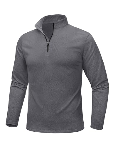 MAGCOMSEN Mens Quarter Zip Pullover Fleece Lined Long Sleeve Golf Shirts 1/4 Zip Thermal Running Athletic Sweatshirts