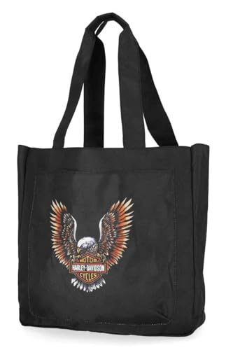 Bolso tote reversible para mujer de Harley-Davidson con diseño de águila alada, color negro, fabricado en poliéster miniatura 3