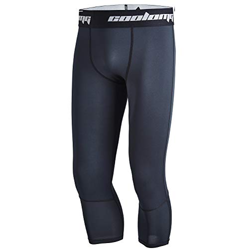 COOLOMG Mens Leggings Quick Dry Youth Compression Pants Sports Tights Basketball Base Layer