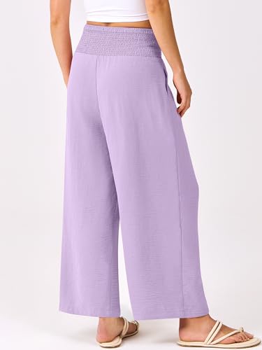 Image of ANRABESS Womens Wide Leg Palazzo Pants with Pockets | Lightweight Breathable High Waisted Pants, Beach Vacation Flowy, Lounge & Casual Summer Trousers