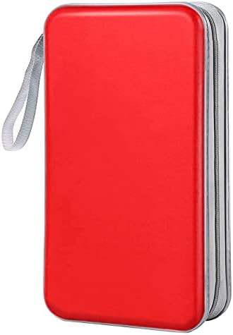 Bivisen CD Case Wallet, 80 Capacity DVD VCD Media Blu-ray Case Wallet Holder Storage Organizer (Red)