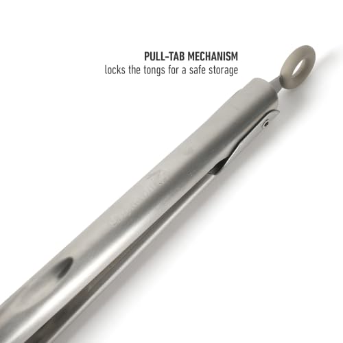 Image of Calphalon Edge Kitchen Tongs, Stainless Steel Locking Tongs with Heat-Resistant Silicone Heads, Nonstick-Safe Cooking Tongs for Grilling, Serving & Food Prep, Taupe