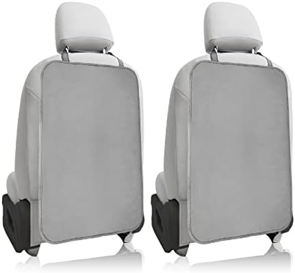 Trobo Kick Mats Back Seat Protector, 2 Pack X-Large Backseat Cover for Kids, Durable Waterproof Car Seat Back Protectors for Vehicles to Shield from Dirt, Mud and Scuffs, Fits Most SUVs, Vans, Grey