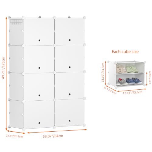 HOMIDEC Shoe Storage, Oversized 2 x 7 Tier Shoe Rack Organiser to 28 Pair Shoes, Multifunctional Dust-proof Shoe Storage Cabinet for All Kinds of Shoes, Books, Toys and Clothing