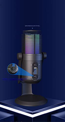 Aokicase Usb Handheld Condenser Microphone,Gaming Microphone,For Online Class Live Microphone,Youtube,Tiktok,Ins,Mic On Mac/Ps4/Ps5, With Rgb Control, Headphone Jack, Pop Filter（Bidirectional） #TOP4