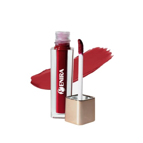 Image of ENIRA Blood Red Liquid Lipstick for Women | 4ml | Matte Liquid Lipstick | Waterproof | Transfer Proof | Smudge Proof | Long Lasting | Highly Pigmented | Vitamin E | Lightweight Non-Sticky Formula