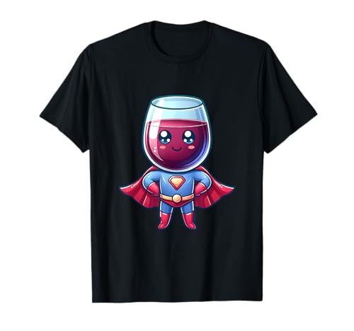 Super-verre de vin mignon super-héros super-héros T-Shirt