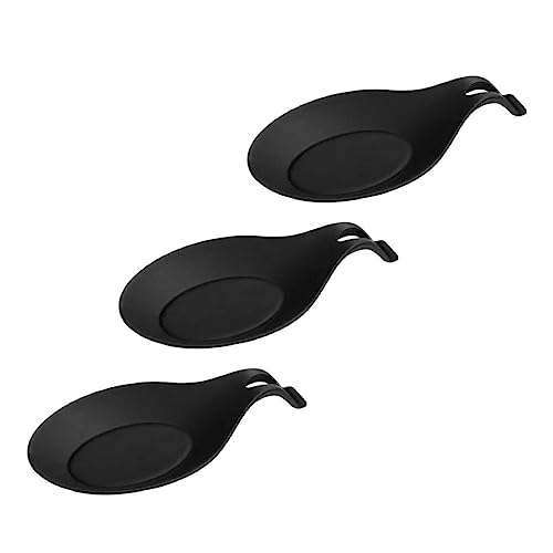 Kit 03 Descanso para Talheres Silicone Utensilio Preto