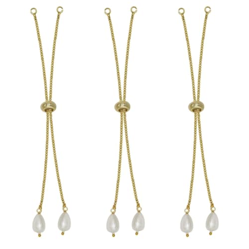 Image of SATRA TRADERS Adjustable Slider Chain With Pearl Stopper Bracelet | Size : 4inch | Qty : 10pcs | B04
