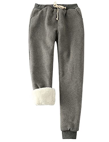 Gihuo Women's Winter Warm Fleece Pants Sherpa Lined Sweatpants Jogger