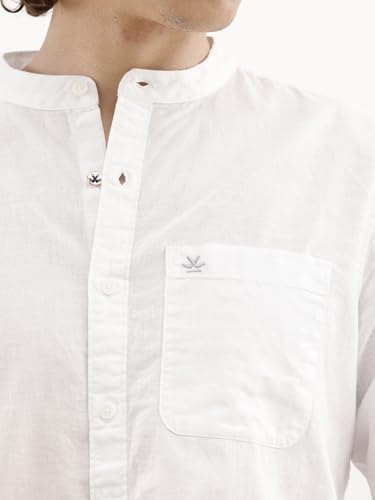 Image of WROGN Men's White Slim Fit Mandarin Collar Shirt