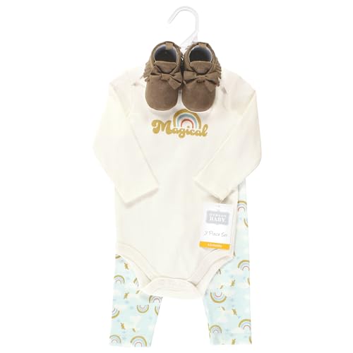 Image of Hudson Baby Unisex Baby Cotton Bodysuit, Pant and Shoe Set