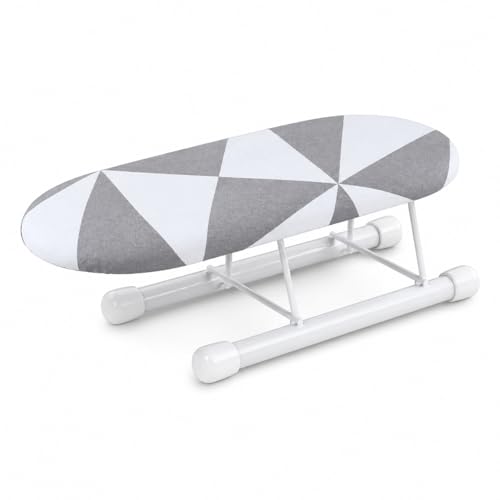 xyadyhz 10.2-inch mini Ironing Board Portable and Foldable Small Ironing Board with a Cover Suitable for Ironing Collars Cuffs Shoulders and Corners (Black and white squares)