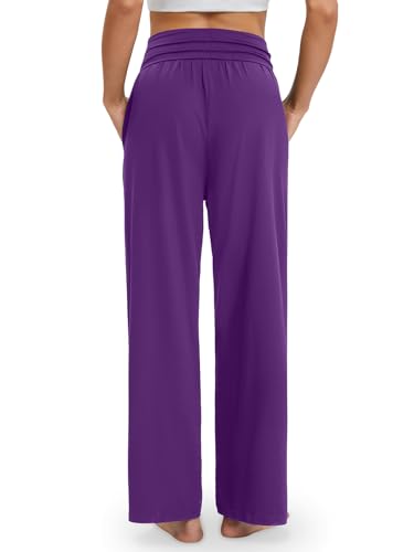 Image of Gracyoga Wide Leg Yoga Pants for Women Casual Loose Cozy Sweatpants High Waisted Lounge Pajama Flowy Pants With Pockets