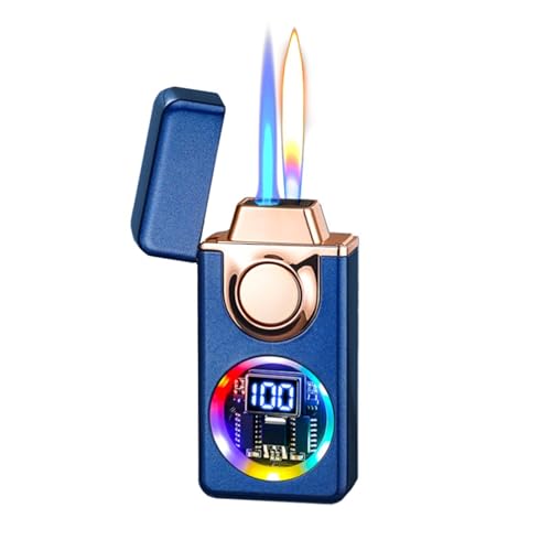 Encendedor de doble llama recargable y resistente al viento para camping 2