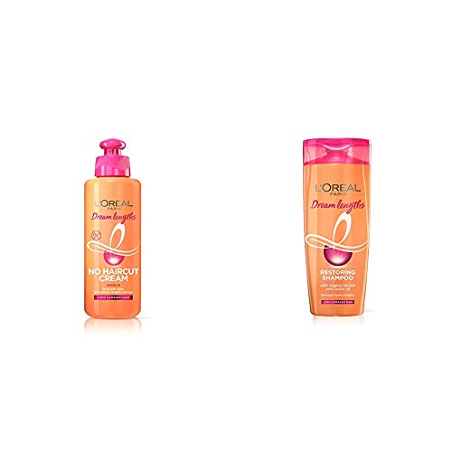 Image of L'OREAL PARIS Dream Lengths No Haircut Fresh Cream Leave-In Conditioner, 200Ml & Dream Lengths Shampoo, 396 Ml, Dry, (2 Count)