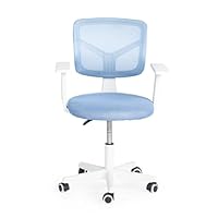 FurnitureR Writing Task Chair Ergonomic Kids Teens Boys Girls Study Chair - Adjustable Height Swivel Computer Laptop Desk Chair for Home,Office,Study Room (Armrest, Blue)