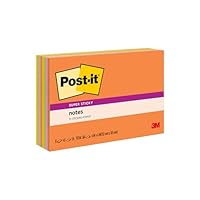 Post-it Super Sticky Notes, 8 Sticky Note Pads, 6 x 4 in., School Supplies, Office Products, Sticky Notes for Vertical Surfaces, Monitors, Walls and Windows, Energy Boost Collection