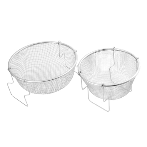 WEKADRIN 2 Piezas Cesta de Freír Acero Inoxidable Resistente y Reutilizable con Mango para Cocina para Fritura de Patatas Pollo y Snacks Utensilios de Cocina Duraderos y Antióxido