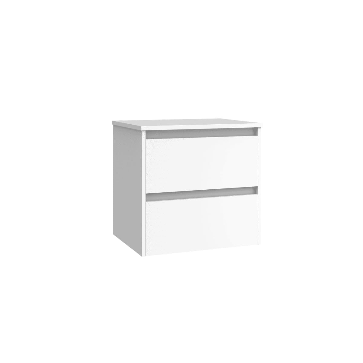 Mueble de Baño Suspendido con Lavabo Sobreponer Cerámico | Mueble Volado 2 Cajones | 60 cm Blanco Mate