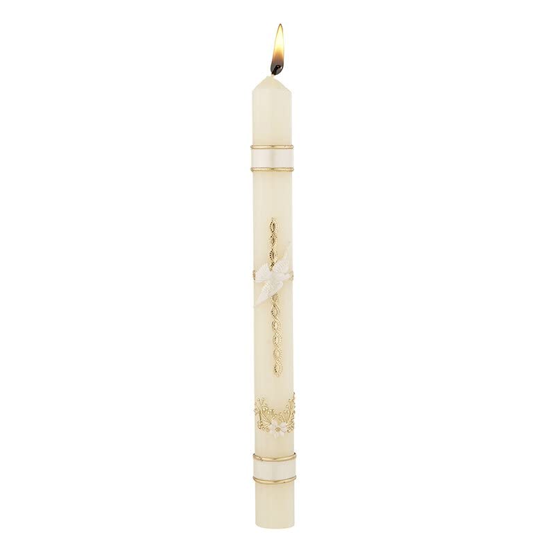 CB Church Supply Hand Decorated Sacramental Baptism Candle by Will & Baumer, 9.75-Inch, Braided Cross