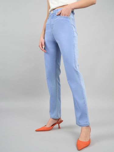Image of Style Quotient Women Tinted Blue HIGH Rise Straight FIT Jeans