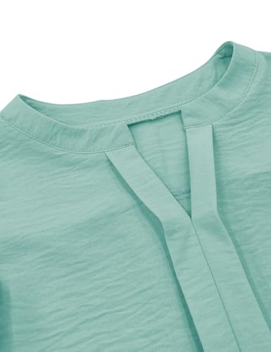 Floral Find Girls Casual Ruffle Short Sleeve V Neck Textured Shirts Summer Dressy Tunic Top Blouses3