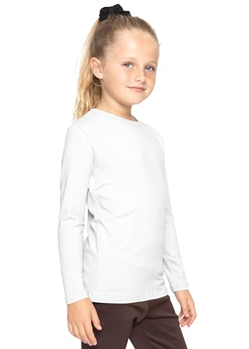 Image of Shirts for Girls Long Sleeve Crew Neck Top, Hoodie or 3 /4 Sleeve Soft Stretch Kids Lightweight Size 2-16