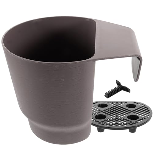 Mipcase Jardinière Suspendue 22,5 cm Gris Anthracite – Pot de Fleurs à Clipser sur Rambarde, Plastique Résistant Gel & UV, Drainage Intégré pour Balcon,...