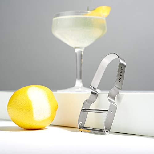 Image of Viski Citrus Peeler Tool, Fruit Peeler for Cocktails, Bar Peeler Stainless Steel, Lemon Peeler, Professional Grade Cocktail Peeler, Bartender Tools