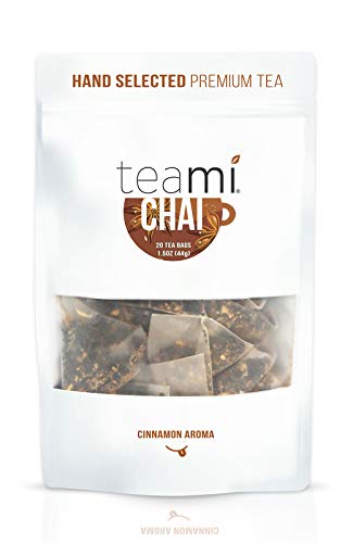 Teami Chai Black Tea Bags - 20 Count - with Cardamom, Ginger, and Cinnamon - Great for Lattes and Smoothies