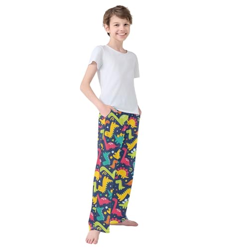 Boys' Pants Colorful Dinosaur Palm Tree Footprint Long Bottoms Jogger Pants Elastic Waist Trousers with Pockets S-XL4