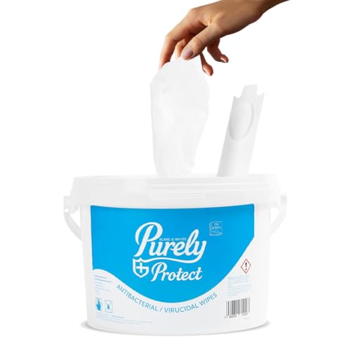 Blake & White Purely Protect Virucidal & Antibacterial Wipes - Fast Drying Biodegradable Multi Purpose Cleaning Wipes for Household Surfaces - Tub of 250 sheets