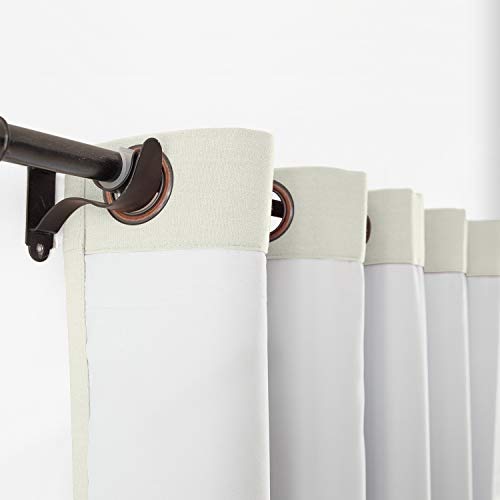 Chadmade 84"W X 84"L Curtain Thermal Insulated Drape Polyester Cotton Blend Curtain Panel Solid Grommet Drape With Room Darkening Liner Front Door Bedroom, ( Ivory White, 1 Panel ), Capri Collection #TOP2