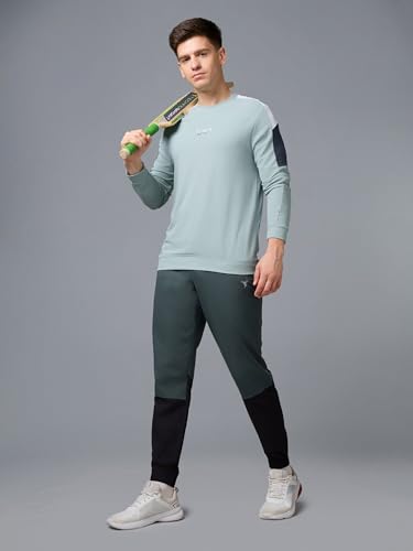 Image of TECHNOSPORT Men's Colorblock Full Sleeve T-Shirt MATPIQ Quick Dry Slim Fit Round Neck Sports Tee for Gym Casual Layering Wear UPF50+ Anti Odour