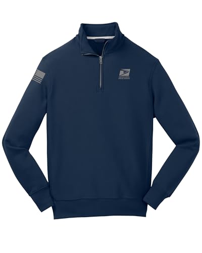 Premium Postal Worker 12-OUNCE, 1/4 Zip Sweatshirt with ANSI-Certified Reflective Logo & VETERAN Orientation American Flag