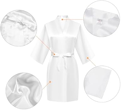 ZRUEWOT Bruid Morgenmantel Satijn Kimono - Luxe V-hals Badjas met Gouden Borduurwerk & Riem - Perfect voor Huwelijksdag, Vrijgezellenfeest, Bruidsfeestje