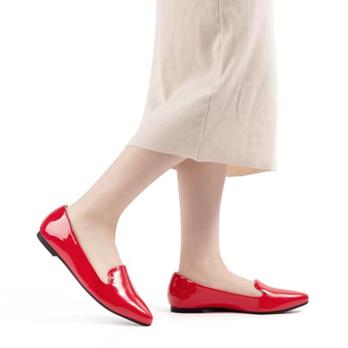 Image of MUSSHOE Black Flats for Women Pointed Toe-Comfortable Business Casual Work Shoes, Dressy Suede Slip On with Memory Foam for Office, Teacher & Standing All Day