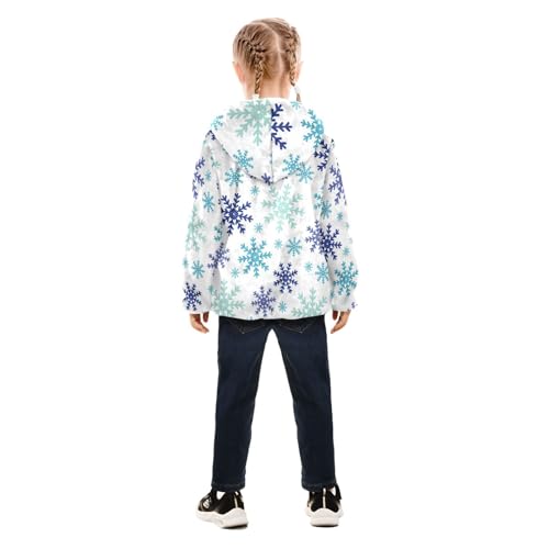 OTVEE Christmas Winter Blue Snowflakes Kids Hoodie Jacket Fall Spring Full Zip Warm Outwear Coat4