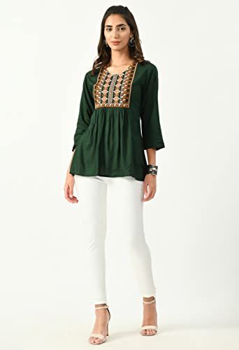 Image of GLAMEO Women's Rayon Classic Heavy Embroidery Stylish Top