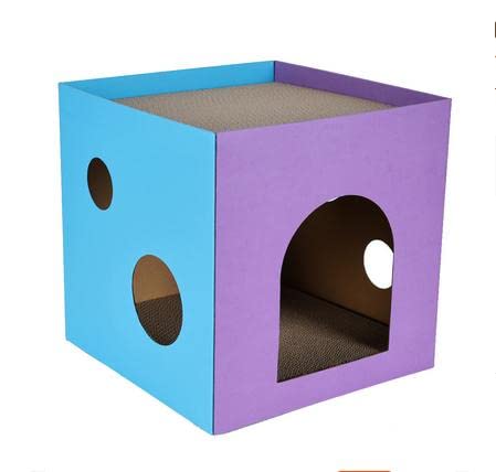 Kartonnen krabhuis - Recyclebaar kattenspeelhuis, gegolfde krablounge